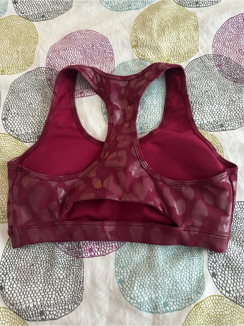 Bombshell Sportswear Burgundy Leopard-Print Racerback Sports Bra - Picture 2 of 3